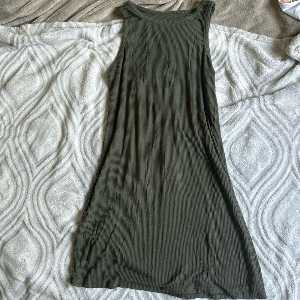 Sleeveless Olive Green Dress
